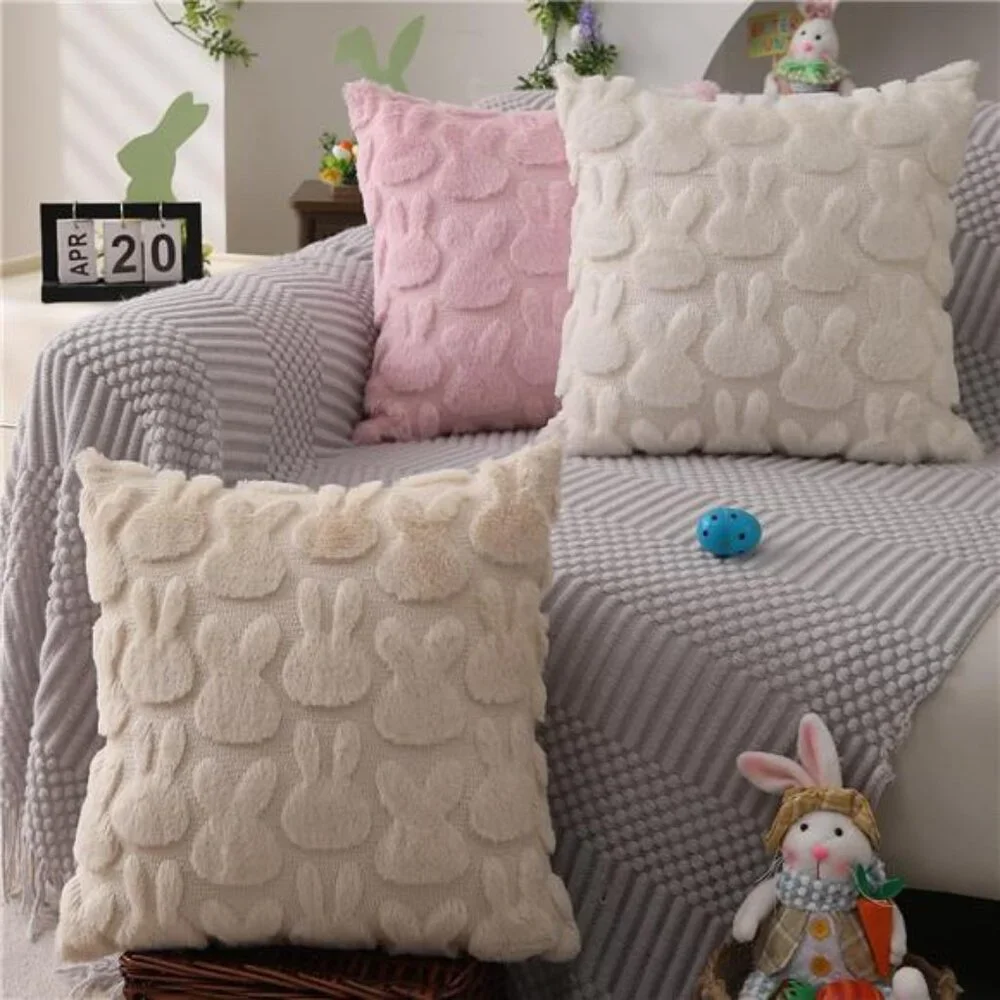 Easter Pillow Covers 18x18 inch Set of 2 Easter Decoration Cream White